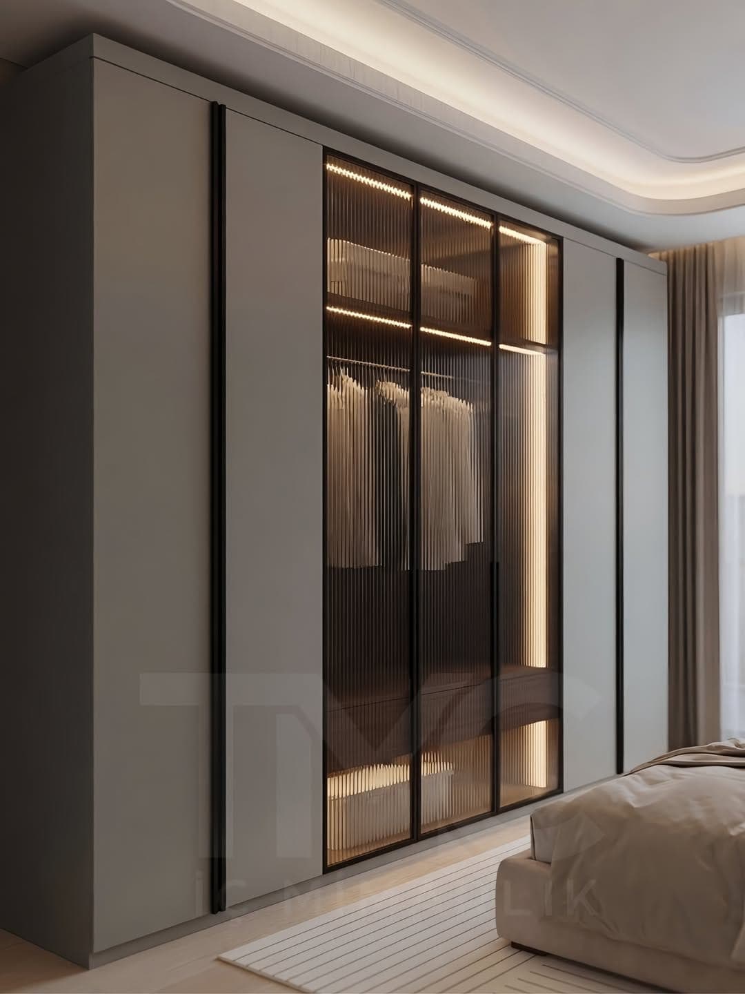 Park Residences Cadde Modern Yatak Odası Tasarımı tamamlayıcı mimari detay ve yüzey kaplama kalitesi
