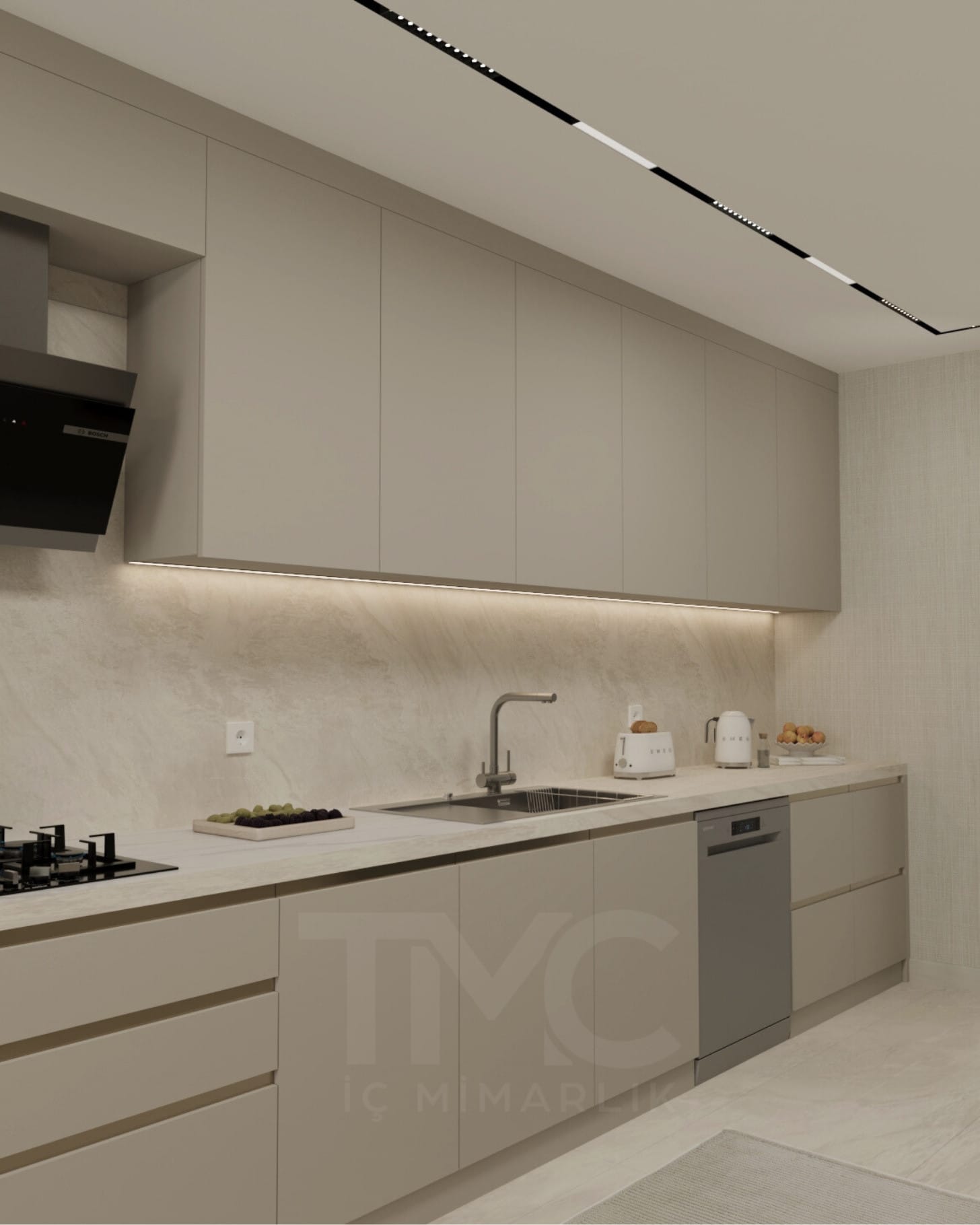 İstanbul Modern Mutfak Tasarımı | Özel Üretim Mutfak Dolapları – TMC Mimarlık - Görsel 6