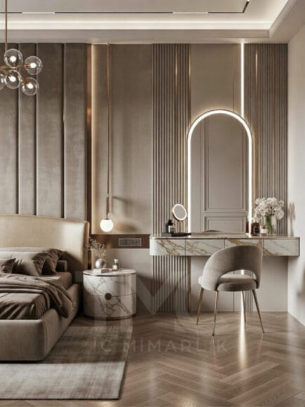 Modern Yatak Odası ve Makyaj Masası Tasarımı | Nirvana Projesi