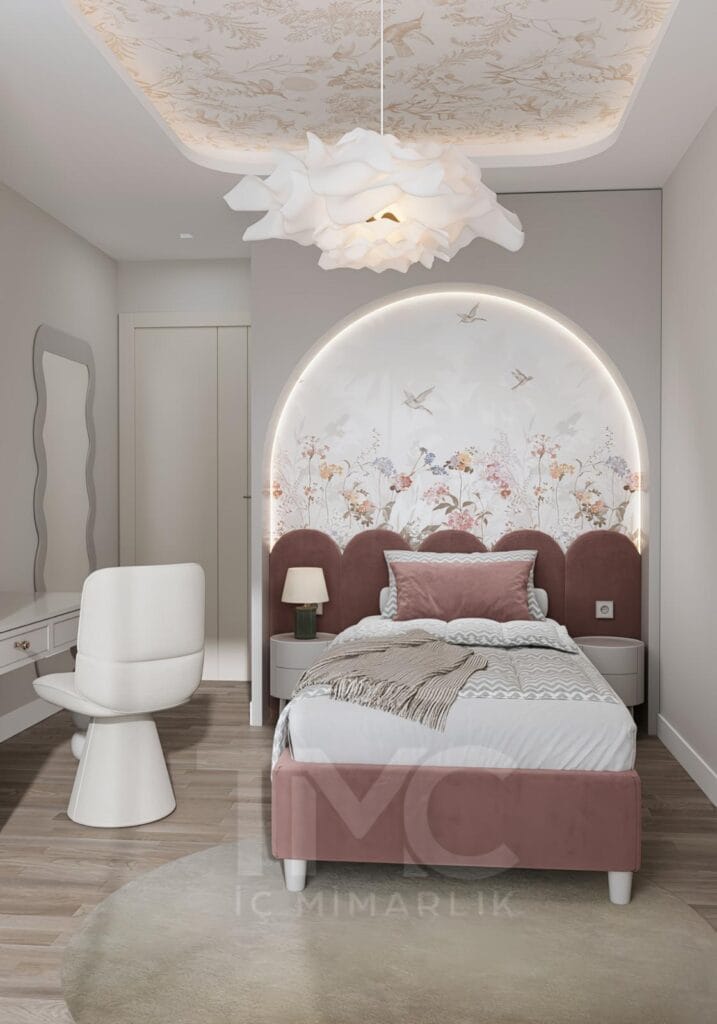 genç odası tasarımı, modern genç odası dekorasyonu, özel ölçü dolap tasarımı, nervür kapak, iç mimari genç odası, çalışma masası tasarımı, pastel ton iç mekan, modern yatak odası tasarımı, fonksiyonel depolama çözümleri
