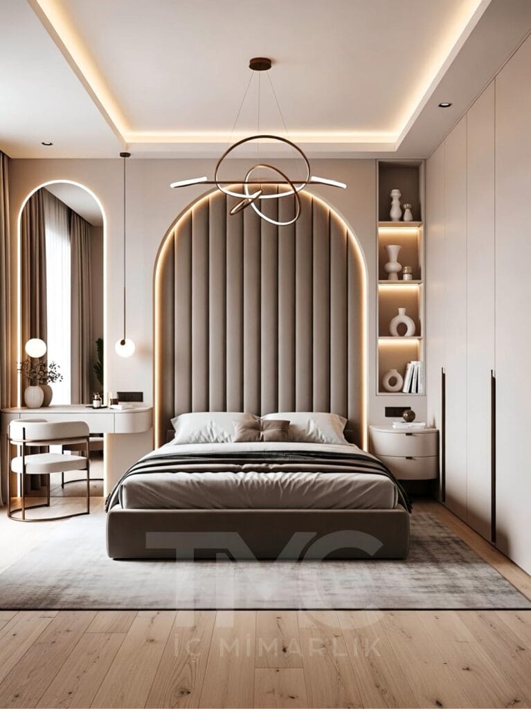 LED Aydınlatmalı Başlık Duvarı Minimal & Lüks İç Mimari
