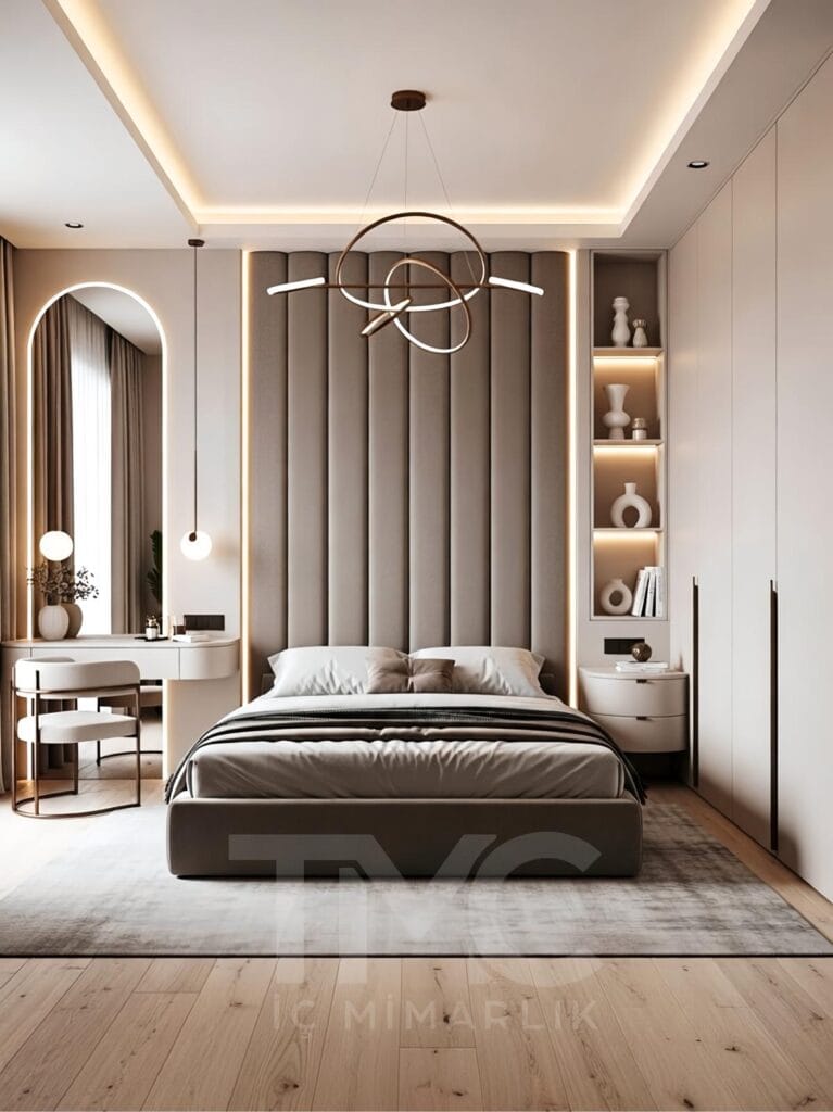 LED Aydınlatmalı Başlık Duvarı Minimal & Lüks İç Mimari