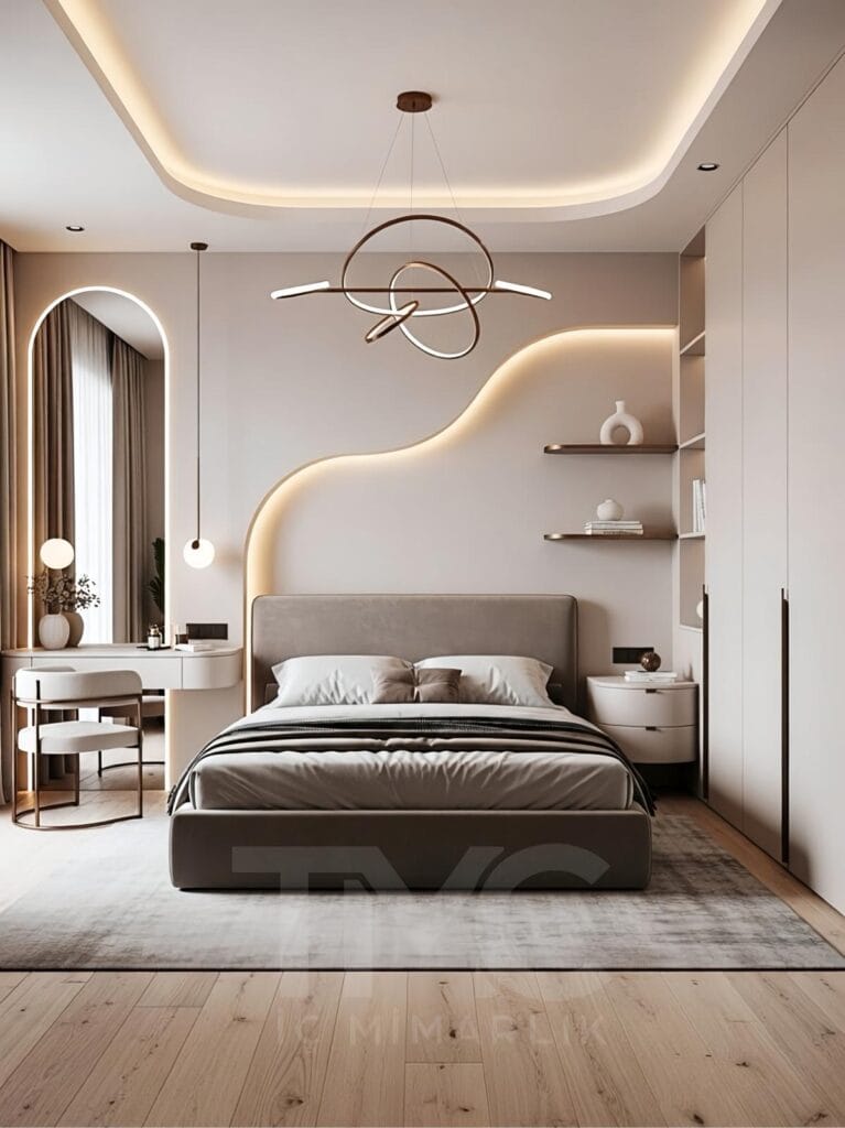 LED Aydınlatmalı Başlık Duvarı Minimal & Lüks İç Mimari