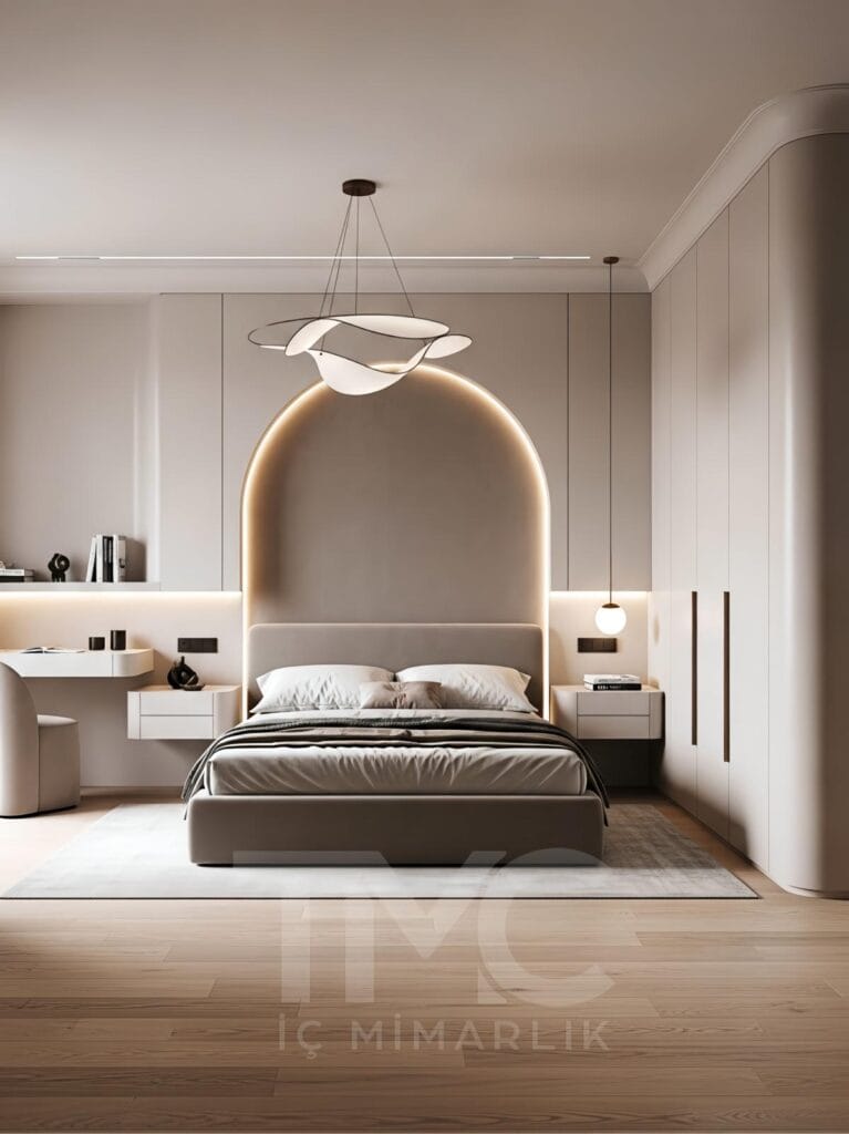 LED Aydınlatmalı Başlık Duvarı Minimal & Lüks İç Mimari