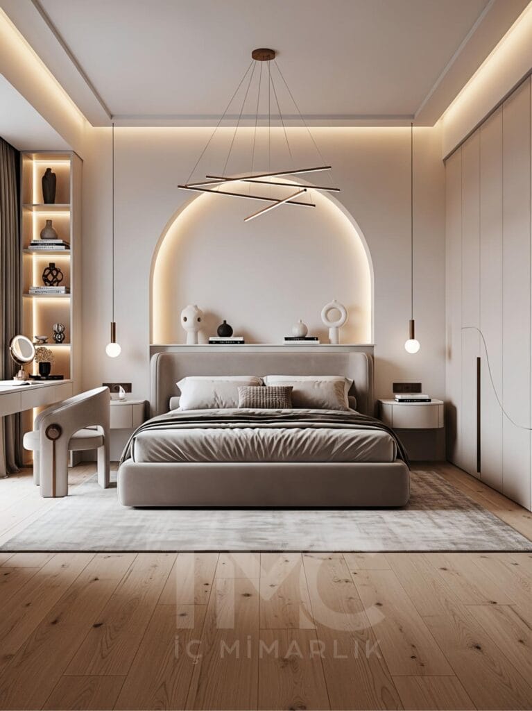 LED Aydınlatmalı Başlık Duvarı Minimal & Lüks İç Mimari