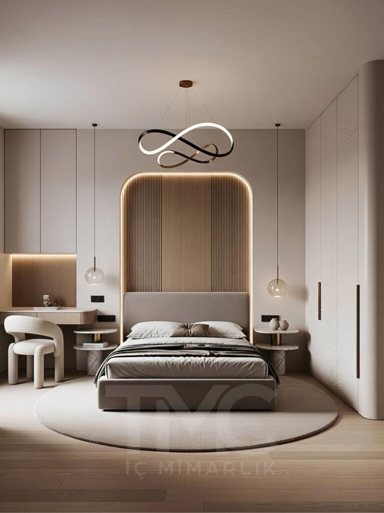 LED Aydınlatmalı Başlık Duvarı Minimal & Lüks İç Mimari
